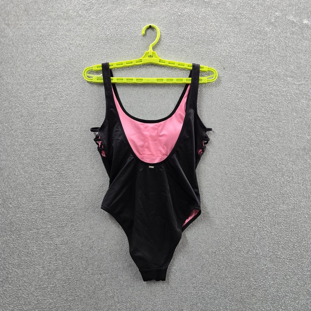 PINK Victoria's Secret Women Swimwear S Black One-Piece Floral Hibiscus Flowers